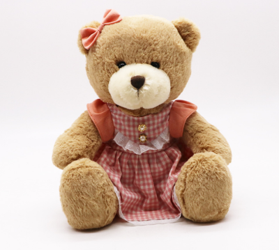 Boy And Girl Sitting Teddy Bear With Clothes (2)
