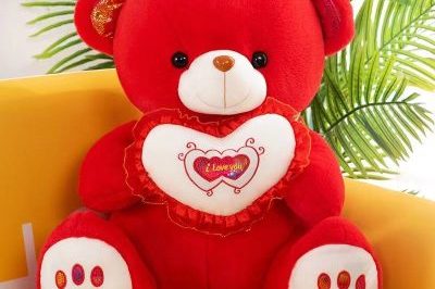 Cute Pink Red Teddy Bear With I Love You (1)
