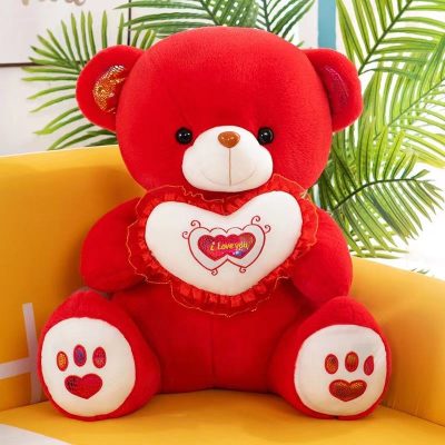 Cute Pink Red Teddy Bear With I Love You (1)