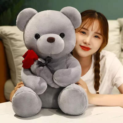 Cute Teddy Bear With Rose Plush Toy (5)